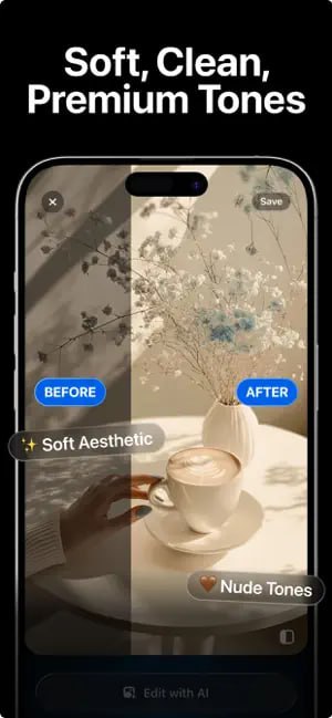 🧭 #应用限免 📂 软件名称：Photo CamAI 🍏 支持平台：#iOS 18.5+ 📊 软件价格：终身版-> ¥0.00 🪟 软件简介：一款由人工智能驱动的照片编辑器，只需导入照片并轻触一次，应用程序便会利用设备上的AI技术分析光线、色彩、主体和场景，自动应用最适合的增强效果