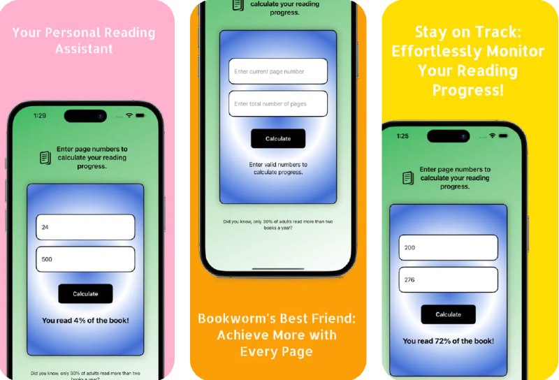 🧭 #应用限免 📂 软件名称：Book Progress: Reading Tracker 🍏 支持平台：#iOS 17.4+ 📊 软件价格：¥15.00 -> ¥0.00 🪟 软件简介：一款阅读进度追踪工具，您可以轻松记录当前页码和书本总页数，实时计算并以百分比形式显示你的阅读进展，让每一页的翻动都更有成就感