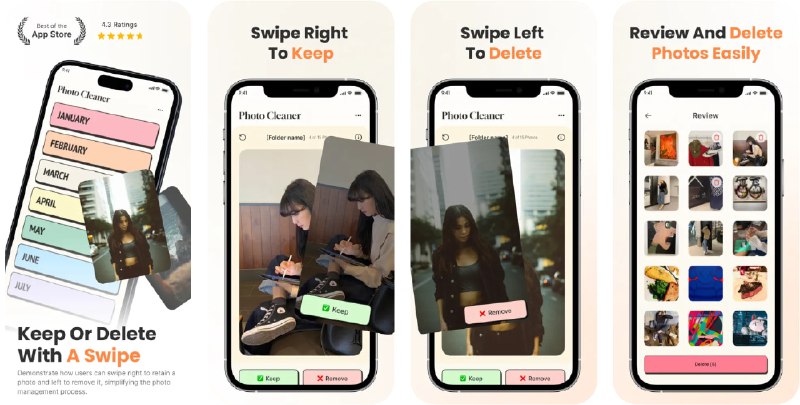 🧭 #应用限免 📂 软件名称：Photo Swipe Delete :SwipeClean 🍏 支持平台：#iOS 16.2+ 📊 软件价格：内购限免（跳过试用，然后从设置中进入内购） 🪟 软件简介：一款存储优化工具，帮助你高效管理和释放设备空间