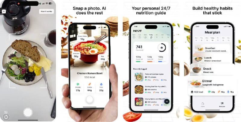 🧭 #应用限免 📂 软件名称：Noot: Nutrition & Diet Coach 🍏 支持平台：#iOS 15.1+ 📊 软件价格：内购限免 🪟 软件简介：一款 AI 驱动的饮食与体重管理助手，集膳食规划、卡路里与宏量营养素追踪于一体
