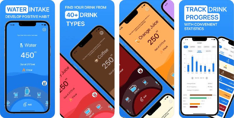 🧭 #应用限免 📂 软件名称：喝水 - 饮料追踪器和提醒 🍏 支持平台：#iOS 12.4+ 📊 软件价格：内购限免 🪟 软件简介：一款每日饮水目标和定时提醒应用，您可以轻松记录每日饮水量，并查看历史数据，应用支持多种饮品的记录，您可以观察自己的饮水趋势，减少不健康饮料的摄入