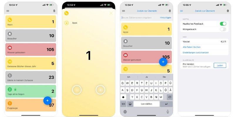 🧭 #应用限免 📂 软件名称：Alltagszähler 🍏 支持平台：#iOS 16.0+ 📊 软件价格：内购限免 🪟 软件简介：一款计数器应用，您可以在列表中添加不同类别的计数项目，方便您统计例如家中物品的数量、跑步完成的圈数等，帮助您更好管理生活 🕸 软件下载：点击下载🚀 频道   💬 群聊   📭 投稿   🛃 商务