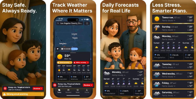 🧭 #应用限免 📂 软件名称：天气预警: Weather SkyRadar Safe 🍏 支持平台：#iOS 15.6+ 📊 软件价格：内购限免（走完流程后关闭订阅页面，从个人资料界面进入内购） 🪟 软件简介：一款天气预警应用，通过精准实时的气象信息和个性化紧急预警，帮助您及家人提前应对恶劣天气，保障出行和健康