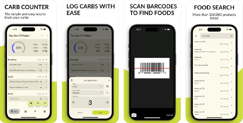 🧭 #应用限免 📂 软件名称：Keto Calculator - Carb Counter 🍏 支持平台：#iOS 12.0+ 📊 软件价格：内购限免 🪟 软件简介：一款专为遵循生酮饮食或低碳水化合物生活方式的用户设计的工具