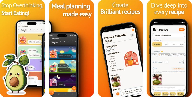 🧭 #应用限免 📂 软件名称：Meal Planner: Weekly Menu Prep 🍏 支持平台：#iOS 16.2+ 📊 软件价格：内购限免 🪟 软件简介：一款膳食计划应用，它可以帮助您组织每周菜单、保存食谱并自动准备智能购物清单，助力健康绿色的生活方式