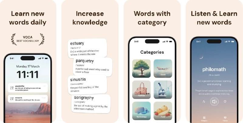 🧭 #应用限免 📂 软件名称：Word of The Day Widget - Voca 🍏 支持平台：#iOS 17.0+ 📊 软件价格：内购限免 🪟 软件简介：一款通过“每日一词”小组件帮助你轻松扩充词汇量的工具