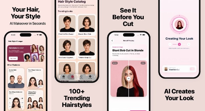 🧭 #应用限免 📂 软件名称：Hairstyle Try On - AI 🍏 支持平台：#iOS 18.0+ 📊 软件价格：内购限免 🪟 软件简介：一款 AI 驱动的发型和发色模拟应用，上传自拍即可实时预览 100 多种发色和发型效果，涵盖自然色系（金 / 棕 / 黑 / 红）、潮流色（玫瑰金 / 铂金 / 挑染）和大胆幻想色（粉 / 蓝 / 紫 / 彩虹）