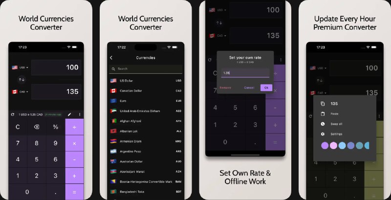 🧭 #应用限免 📂 软件名称：货币转换器：离线 🍏 支持平台：#iOS 12.0+ 📊 软件价格：内购限免 🪟 软件简介：一款支持离线使用的多货币换算工具，采用中间市场汇率并允许自定义汇率，适合旅行、投资等场景下快速进行全球货币转换