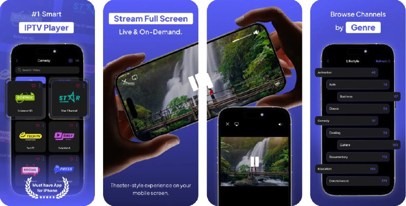 🧭 #应用限免 📂 软件名称：IPTV Smarters Player Lite Pro 🍏 支持平台：#iOS 15.0+ 📊 软件价格：内购限免 🪟 软件简介：一款 IPTV播放器，支持通过M3U/M3U8文件或流媒体URL观看直播电视，可直接导入链接或本地文件创建播放列表