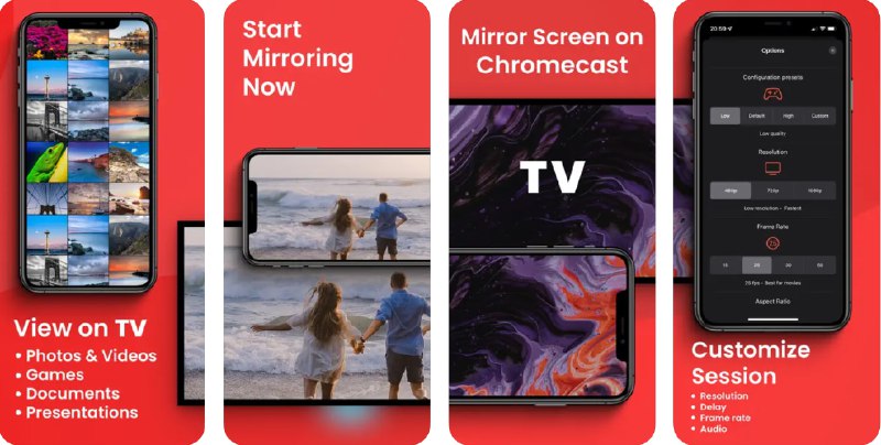 🧭 #应用限免 📂 软件名称：Screen Mirror Google Cast TV 🍏 支持平台：#iOS 13.0+ 📊 软件价格：内购限免 🪟 软件简介：一款将 iPhone 或 iPad 的屏幕实时投射到 Chromecast 及其他兼容电视设备的应用，其主要功能包括：高清镜像、观看照片和视频、在电视上浏览网页、无延迟流媒体播放、可调节画质和音质等，支持小米电视盒子、Sony、TCL、海信等等品牌的电视