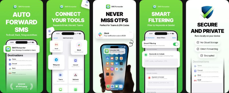 🧭 #优质应用 📂 软件名称：短信转发器 – 验证码自动同步 🍏 支持平台：#iOS 17.0+ 📊 软件价格：免费 🪟 软件简介：一款短信自动转发与自动化工具，专注于自动同步验证码、客户通知、银行提醒等重要信息
