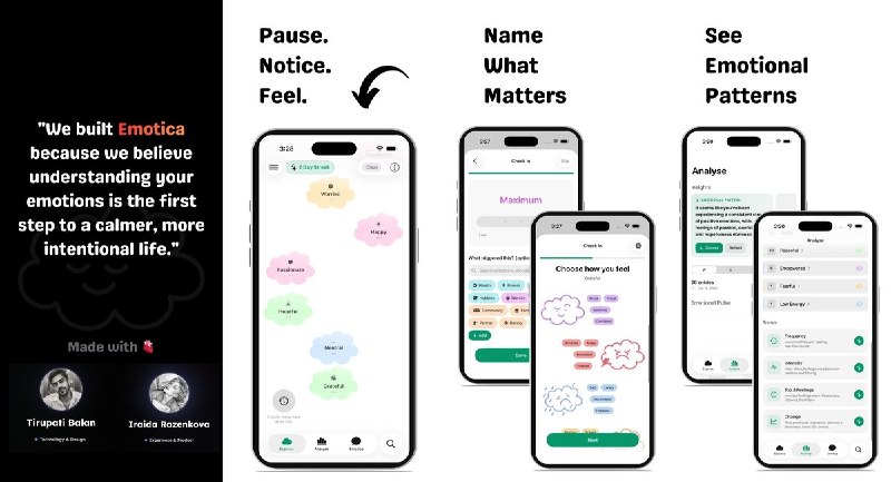 🧭 #应用限免 📂 软件名称：Emotica - 情绪追踪与心情日记 🍏 支持平台：#iOS 18.0+ 📊 软件价格：内购限免 🪟 软件简介：一款 AI 驱动的情绪日记和心理健康伙伴，将日常反思转化为真正的自我认知