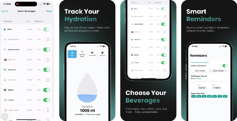 🧭 #应用限免 📂 软件名称：HydraZen - Water Reminder 🍏 支持平台：#iOS 17+ 📊 软件价格：内购限免 🪟 软件简介：一款极简智能饮水追踪应用，帮助你养成健康的补水习惯，提升日常健康状态