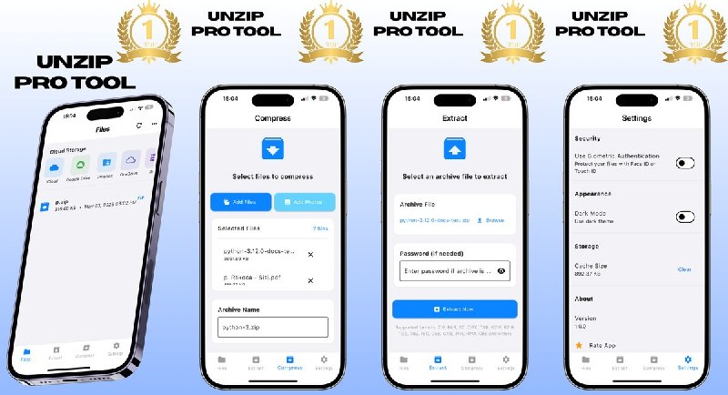 🧭 #应用限免 📂 软件名称：Zip Unzip - Unrar Tool PRO 🍏 支持平台：#iOS 13.0+ 📊 软件价格：￥15.00 -> ¥0.00 🪟 软件简介：一款全能文件压缩解压工具，支持 ZIP、RAR、7Z 等主流格式，含分卷和加密压缩包