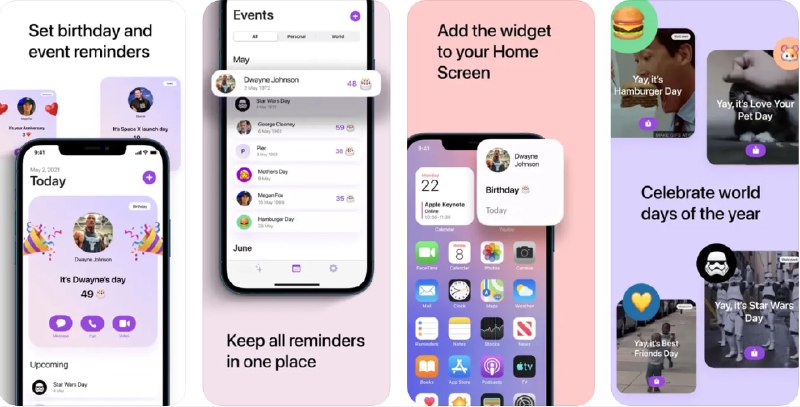 🧭 #应用限免 📂 软件名称：Yayday - Reminder 🍏 支持平台：#iOS 14.0+ 📊 软件价格：¥22.00 -> ¥0.00 🪟 软件简介：一款生日和重要事件提醒应用，可以导入生日，并将事件对应联系人，提高事件提醒的组织性和准时性
