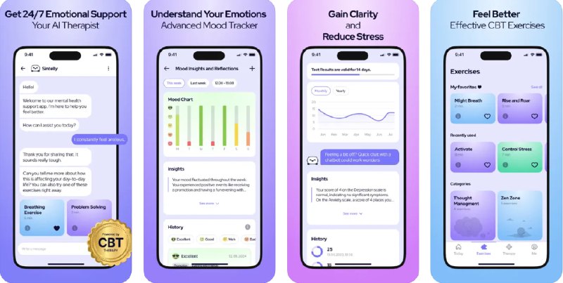 🧭 #应用限免 📂 软件名称：AI Therapy & Mood Board 🍏 支持平台：#iOS 13.0+ 📊 软件价格：内购限免 🪟 软件简介：一款AI治疗师应用，为用户提供焦虑缓解和心理健康支持