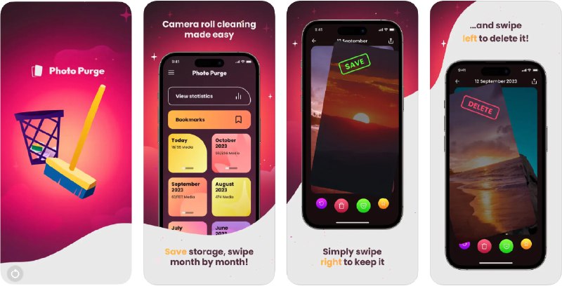🧭 #应用限免 📂 软件名称：Photo Purge: Swipe & Delete 🍏 支持平台：#iOS 13.0+ 📊 软件价格：内购限免 🪟 软件简介：一款简单易用的照片管理工具，帮助您快速清理和整理照片库