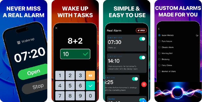 🧭 #应用限免 📂 软件名称：真闹钟 · AlarmKit 唤醒 🍏 支持平台：#iOS 26.0+ 📊 软件价格：内购限免 🪟 软件简介：基于全新 AlarmKit 框架打造的系统级原生闹钟，即使设备静音依然能准时响铃