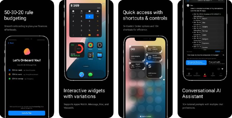 🧭 #应用限免 📂 软件名称： 🍏 支持平台：#iOS 📊 软件价格：内购限免（点击右上角邮件图标进入内购） 🪟 软件简介：一款智能个人财务助理，能够自动记录和分类交易，提供实时预算调整、个性化财务建议、多样的小组件图表，还可以在Imessage群组中与同伴分配预算，帮助您实现财务目标