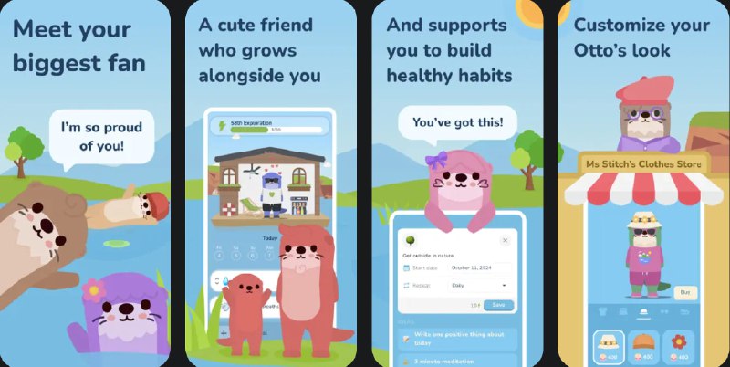 🧭 #应用限免 📂 软件名称：Otto: Motivational Pet Otter 🍏 支持平台：#iOS 13.0+ 📊 软件价格：内购限免 🪟 软件简介：一款帮助您建立和保持健康习惯的虚拟宠物养成应用，您可以通过达成每日目标来养育自己的可爱水獭宠物Otto，获得奖励并提升整体健康状况
