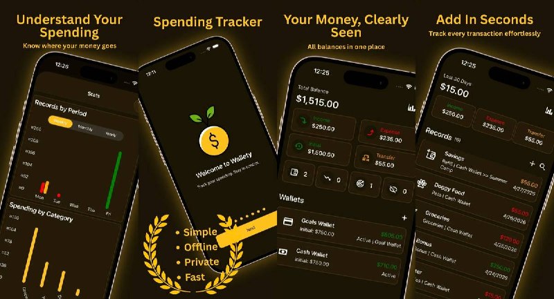 🧭 #应用限免 📂 软件名称：Spending Tracker: Wallety 🍏 支持平台：#iOS 15.1+ 📊 软件价格：内购限免 🪟 软件简介：简洁强大的记账应用