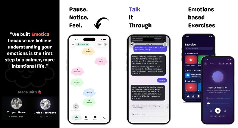 🧭 #应用限免 📂 软件名称：Emotica - 情绪追踪与心情日记 🍏 支持平台：#iOS 18.0+ 📊 软件价格：内购限免（点击free trial进入选择lifetime） 🪟 软件简介：一款AI驱动的情绪日记与心理健康伴侣，支持35种情绪记录、8个类别、20种触发因素