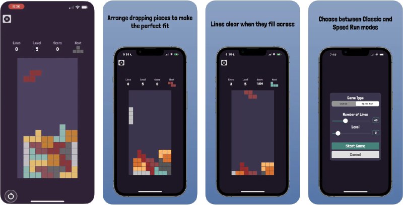 🧭 #应用限免 📂 软件名称：Block Drop Dash 🍏 支持平台：#iOS 13.0+ 📊 软件价格：¥8.00 -> ¥0.00 🪟 软件简介：经典俄罗斯方块游戏，没有广告，支持经典和速通模式（比拼消除一定行数的时间），您还可以调整方块下落的速度来提升难度