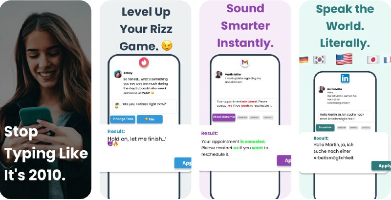 🧭 #应用限免 📂 软件名称：AI Text Keyboard 🍏 支持平台：#iOS 15.6+ 📊 软件价格：内购限免（代理环境） 🪟 软件简介：一款改变您打字体验的智能键盘应用，它能大幅提升您的语法和表达能力，核心功能包括精准的语法修正、流畅的翻译、措辞及语气调整，能在所有应用中使用，方便您使用外语聊天