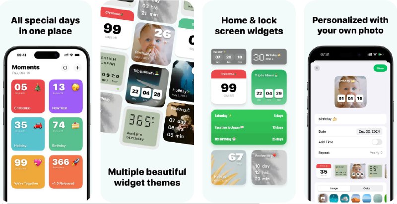 🧭 #应用限免 📂 软件名称：Day Counter - Moments Widget 🍏 支持平台：#iOS 16.1+ 📊 软件价格：外区内购限免 🪟 软件简介：一款帮助您庆祝生活里程碑的倒计时应用