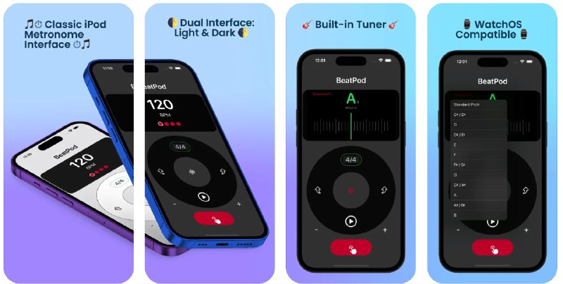 🧭 #应用限免 📂 软件名称：BeatPod Metronomo 🍏 支持平台：#iOS 17.0+ 📊 软件价格：¥8.00 -> ¥0.00 🪟 软件简介：一款多功能的节拍器应用，为各级音乐家设计