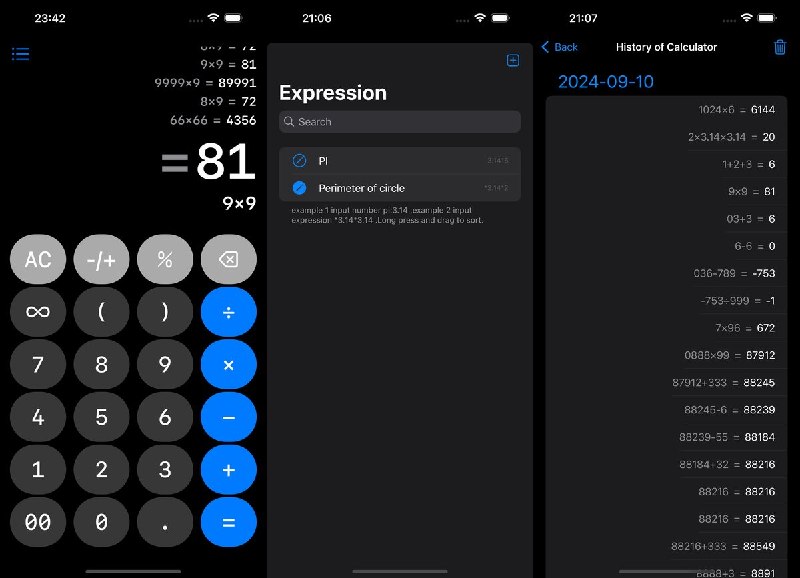 🧭 #应用限免 📂 软件名称：Calculator⁷ - 语音计算器 🍏 支持平台：#iOS 16.0+ 📊 软件价格：￥8.00 -> ¥0.00 🪟 软件简介：一款无广告计算器，特色功能包括真人语音报数、分段式输入、计算历史、实时显示结果、自定义按键声音与配色、编辑计算内容、粘贴公式等