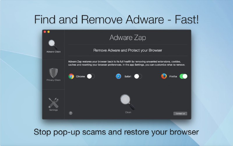 🧭 #优惠活动 📂 软件名称：Adware Zap Browser Cleaner 🍏 支持平台：#macOS 13.0+ 📊 软件价格：¥48.00 -> ¥28.00 🪟 软件简介：一款浏览器隐私保护应用，可以消除广告，防止浏览器劫持，您可以自定义退出浏览器时清除历史记录、cookies等信息，最大程度保护您的信息不泄漏 🕸 软件下载：点击下载🚀 频道   💬 群聊   📭 投稿   🛃 商务