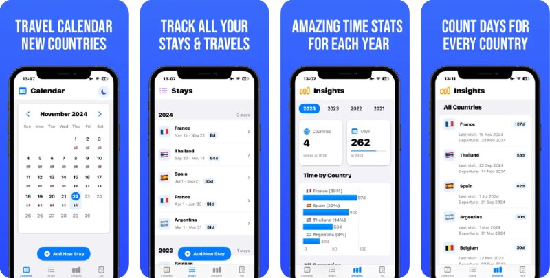 🧭 #应用限免 📂 软件名称：Country Days Calendar Tracker 🍏 支持平台：#iOS 18.1+ 📊 软件价格：¥28.00 -> ¥0.00 🪟 软件简介：一款专为旅行者设计的应用，帮助您轻松追踪旅行行程以及管理居住和签证要求
