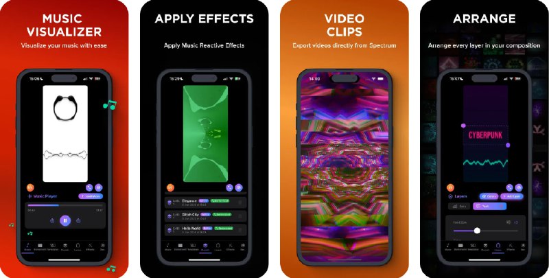 🧭 #应用限免 📂 软件名称：Music Visualizer - Spectrum FX 🍏 支持平台：#iOS 17.0+ 📊 软件价格：内购限免（跳过试用，若内购选项点不动请关闭代理） 🪟 软件简介：一款帮助你快速实现本地音乐可视化的应用