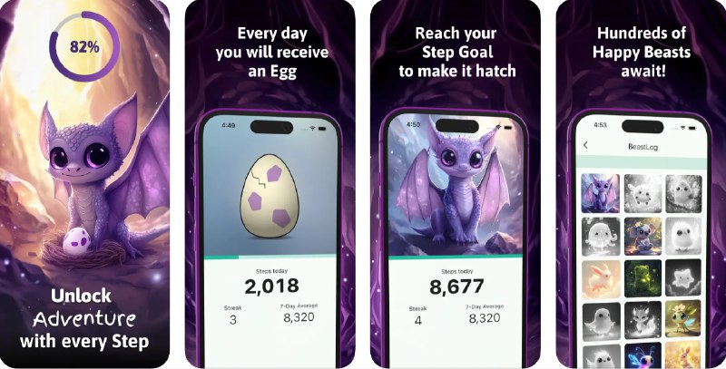 🧭 #应用限免 📂 软件名称：计步器 - Steps & Beasts 🍏 支持平台：#iOS 13.0+ 📊 软件价格：内购限免 🪟 软件简介：一款有趣的运动应用，通过每日任务鼓励您增加步数