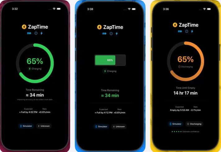 🧭 #应用限免 📂 软件名称：ZapTime 🍏 支持平台：#iOS 17.6+ 📊 软件价格：￥8.00 -> ¥0.00 🪟 软件简介：一款轻量级充电时间预测工具，用来估算 iPhone 充满电还需多久