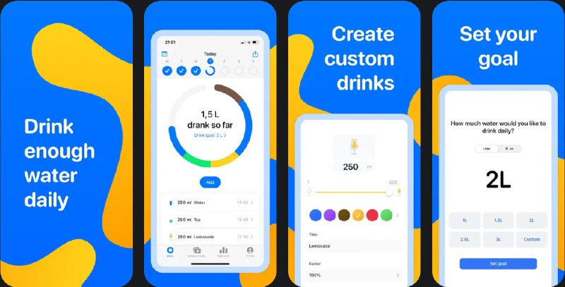 🧭 #应用限免 📂 软件名称：Water Reminder - Hydro Coach 🍏 支持平台：#iOS 16.0+ 📊 软件价格：内购限免 🪟 软件简介：一款帮助默默实现饮水目标的应用，您可以根据自己的喜好设置饮水目标，并通过友好的仪表板监控饮水情况和历史