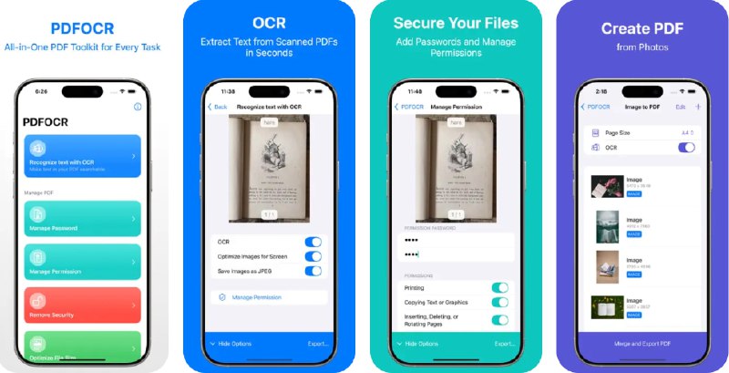 🧭 #应用限免 📂 软件名称：PDFOCR Pro 🍏 支持平台：#iOS 17.0+ 📊 软件价格：¥38.00 -> ¥0.00 🪟 软件简介：一个全面的PDF管理工具，它的主要功能包括：通过OCR提取文本、将PDF转换为高质量图像、添加密码保护、合并多个PDF、以及将图像批量转换为PDF，还支持文件压缩、提取特定文本或页面和移除安全限制等额外功能