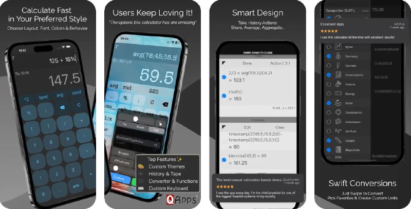 🧭 #应用限免 📂 软件名称：CALC Smart 计算器 ± 🍏 支持平台：#iOS 15.5+ #macOS 12.4+ 📊 软件价格：¥38.00 -> ¥0.00 🪟 软件简介：一款高级计算器应用，支持实时计算、可自定义布局和主题、自动分数和括号、实时汇率显示、自定义函数、链接共享表达式、历史记录，还内置了 50+ 个高级数学函数可调用，方便您随时解决生活中的数学问题