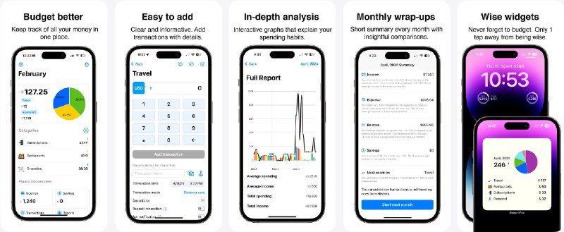 🧭 #应用限免 📂 软件名称：Money-Wise 🍏 支持平台：#iOS 15,0+ 📊 软件价格：内购限免 🪟 软件简介：一款记账应用