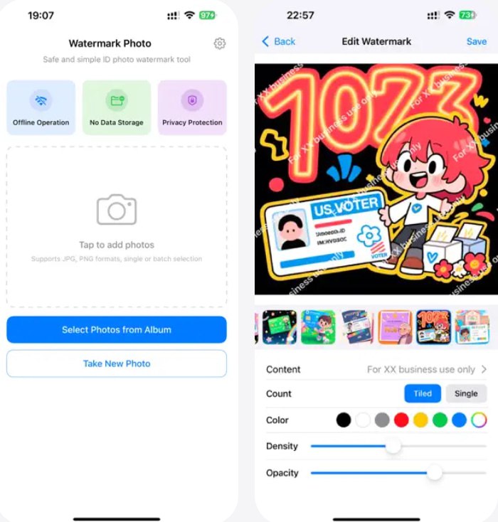 🧭 #应用限免 📂 软件名称：Watermark To Photo 🍏 支持平台：#iOS 17.0+ 📊 软件价格：￥8.00 -> ¥0.00 🪟 软件简介：一款照片加水印工具，帮助你为图片快速添加个性化水印，保护作品版权