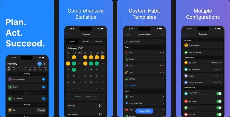 🧭 #应用限免 📂 软件名称：Productive: 习惯跟踪器软件 🍏 支持平台：#iOS 15.0+ 📊 软件价格：内购限免 🪟 软件简介：一款习惯管理应用，您可以随时跟踪每日、每周和每月的活动，使用有意义且全面的统计数据计算天数和进度