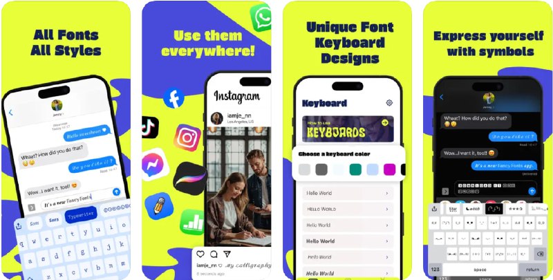 🧭 #应用限免 📂 软件名称：Fonts for iPhones & Keyboards 🍏 支持平台：#iOS 14.0+ 📊 软件价格：内购限免 🪟 软件简介：一款多功能字体键盘应用，让您可以在短信、社交媒体、笔记等多种应用场景下使用个性化的字体，轻松展现个性