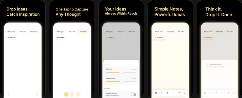 🧭 #应用限免 📂 软件名称：Pond - 快速笔记 & 灵感捕捉 🍏 支持平台：#iOS 16.6+ 📊 软件价格：￥8.00 -> ¥0.00 🪟 软件简介：一款专注“快速记录”的极简笔记工具，主打瞬间捕捉灵感与待办：轻触即可输入文字，长按即可语音输入；支持将多条笔记合并、为重要内容加重点标记并重复提醒，让你以最轻量的方式管理思绪与备忘