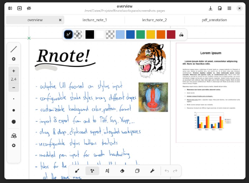 🧭 #优质应用 📂 软件名称：Rnote 🍏 支持平台：#macOS #Windows 📊 软件价格：免费开源 🪟 软件简介：一个手写批注、绘画软件，支持导入图片和 PDF进行批注，您可以设置无限画布，尽情施展创意，比较适用于有数位板的用户进行绘画创作