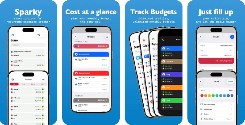 🧭 #应用限免 📂 软件名称：Subscriptions Tracker - Sparky 🍏 支持平台：#iOS 17.0+ 📊 软件价格：￥28.00 -> ¥0.00 🪟 软件简介：一款帮助您轻松追踪订阅和周期性支出的财务管理工具