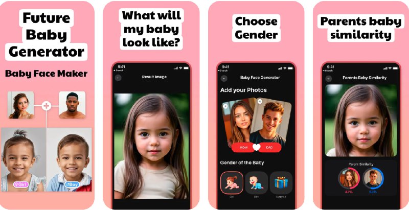 🧭 #应用限免 📂 软件名称：Future Baby Generator: AI Face 🍏 支持平台：#iOS 16.6+ 📊 软件价格：内购限免（需要重启应用自动弹出内购界面） 🪟 软件简介：一款通过先进人工智能技术预测和生成你们未来宝宝面孔的趣味应用