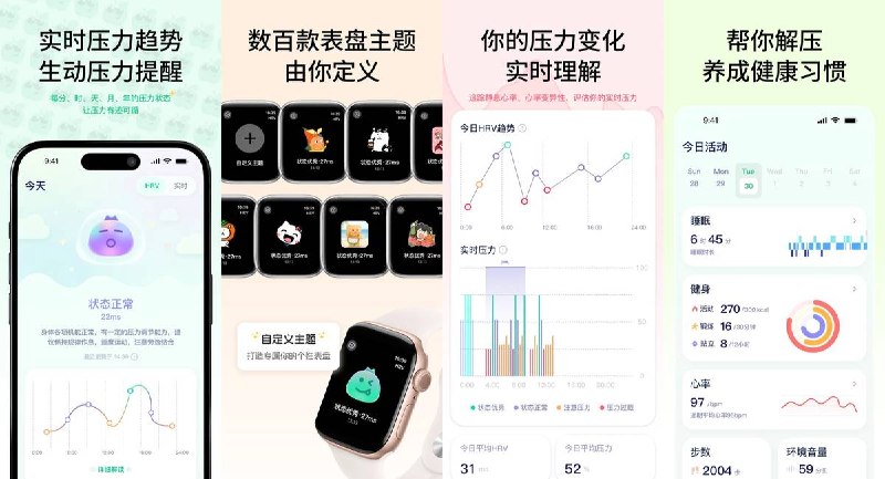 🧭 #应用限免 📂 软件名称：CalmWatch-HRV压力监测 🍏 支持平台：#iOS 15.1+ 📊 软件价格：内购限免 🪟 软件简介：一款实时监测压力水平的健康管理工具，支持 24 小时连续心率监测、压力趋势追踪