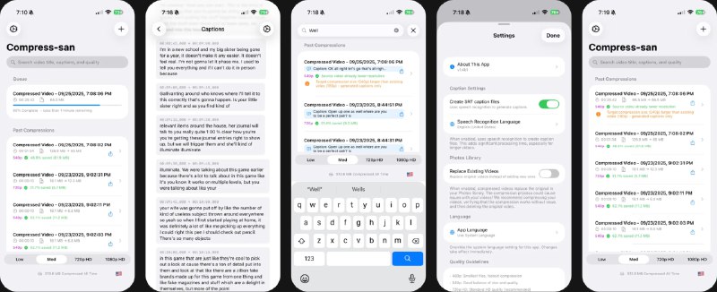 🧭 #应用限免 📂 软件名称：视频压缩先生 🍏 支持平台：#iOS 18.0+ 📊 软件价格：￥38.00 -> ¥0.00 🪟 软件简介：一款视频压缩应用，一次最多选择10个视频进行压缩，并将它们添加到队列中