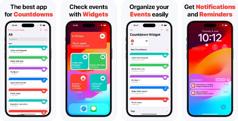 🧭 #应用限免 📂 软件名称：Countdown Widget - Day Count 🍏 支持平台：#iOS 17.0+ 📊 软件价格： 内购限免 🪟 软件简介：一款倒计时小部件应用，您可以使用该应用创建倒计时事件并将其显示在桌面上，适用于各种场景，如倒计时生日、假期、重要事件等，帮助您更直观地了解距离特定日期还有多少时间